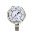 Pic Gauges Gauge, 2", 0/30psi, 1/4"LM, SS PRO-301D-204C-01